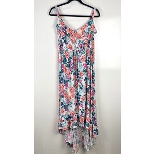 Torrid Women's Floral Maxi Dress High Low Ruffle Sleeveless Size 1 US 14/16